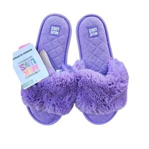 MUK LUKS Womens XL 9-10 Maren Slippers Quilted Plush Fuzzy Faux Fur Violet